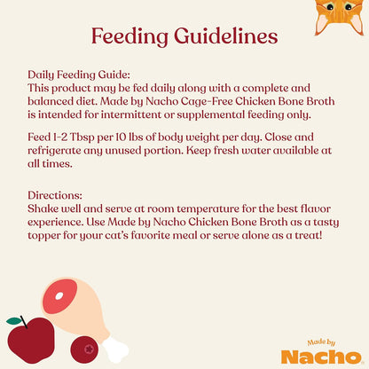 Made by Nacho Bone Broth Cat Food Topper for Hydration and Picky Eaters - Add Protein and Flavor to Your Dry Cat Food – Supports Optimal Nutrition, Digestion, Skin & Coat, 11 oz. (Pack of 4), Chicken