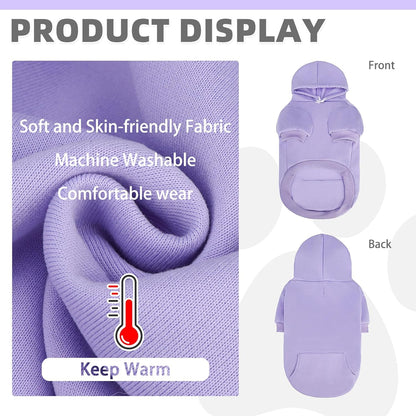 KOOLTAIL Basic Dog Hoodie - Soft & Warm Dog Hoodie Sweater with Leash Hole and Pocket, Pet Winter Coat, Cold Weather Clothes Sweatshirt for Small Medium Large Dogs Puppy Cat Boys Girls Lavender XL/XXL