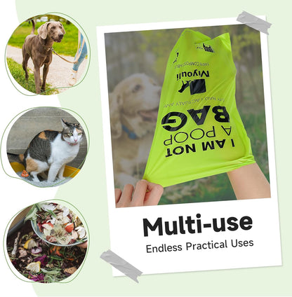 100% Certified Compostable Dog Poop Bag Rolls, 120 Bags (8 Rolls) Eco-Friendly Poop Bags for Dogs, Leak Proof Unscented Easy Open Poop Waste Bag（Green）