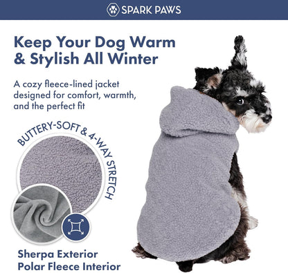 Spark Paws Teddy Dog Sweater, Sherpa Jacket Vest with Warm Fleece Lining, Winter Coat Suitable for Small Medium Large XL XXL Breeds - Grey - 4XL