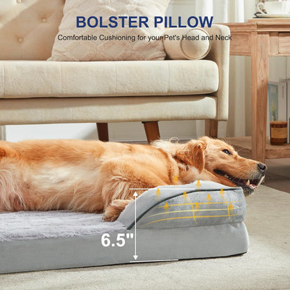 FURTIME Orthopedic Dog Bed for Medium Dogs - Washable Dog Sofa Beds Medium, Supportive Foam Pet Couch Bed with Removable Washable Cover, Waterproof Lining and Nonskid Bottom, Light Grey