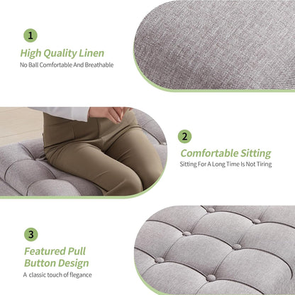 Ottoman with Storage 38 inches, Furniture End of Bed Storage Benches, Long Ottomans Bench with hinged lid, Bench seat Trunk for Foot Rest in Bedroom, Living Room (Gray)