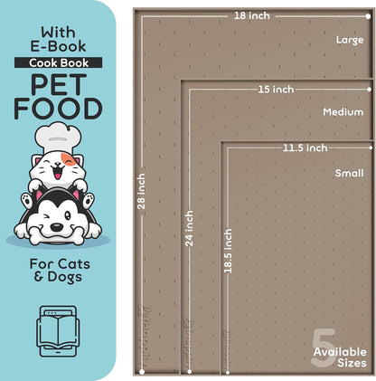 Dog Food Mat - Raised Edges Dogs Mat for Food and Water Prevent Spill, Waterproof Cat Food Mats Protect Floors, Easy Clean Dog Bowl Mats for Food and Water, Silicone Pet Food Tray