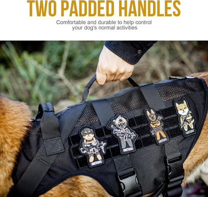 OneTigris No Pull Tactical Dog Harness for Medium Large Dogs, Mesh Design Breathable Military Dogs Molle Vests with Handles, Service Dog Vest Harness for Walking Hiking Training (XL, Black)
