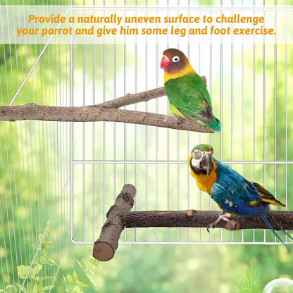 kathson 5pcs Natural Parrot Perch for Cage Wooden Bird Perches Grape Bird Stick Parakeet Climbing Standing Branches Toy Chewable Cage Accessories for Small Budgies Cockatiels Lovebirds Budgies