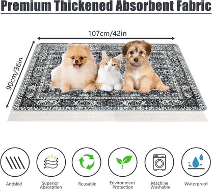 Washable Pee Pads for Dogs, (2 Pack, 36"x42") Upgrade Reusable Puppy Pads with Non-Slip Rug Pad, Super Thickening Absorbent Leakproof Dog Traning Pads Whelping Pad for Dogs, Doggie(Black)