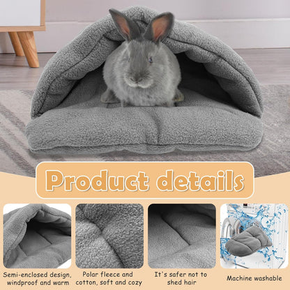 kathson Rabbit Cave Sleeping Bed Guinea Pig Hideout Cozy House Pet Soft Warm Fleece Winter Slipper Cushion Small Animal Nest Cage for Ferrets Squirrel Hamster Chinchilla Rat Hedgehog Bunny