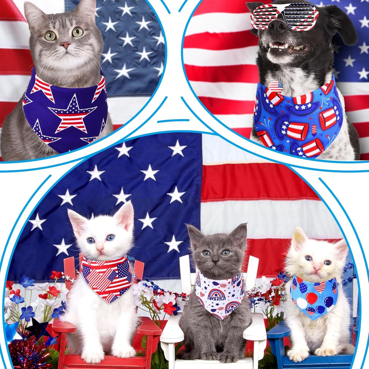 Abbylike 200 Pcs Patriotic Dog Bandanas Bulk Labor Day Bandanas for Dogs Triangle Kerchief Scarf Set for Puppy Small Medium Large Workers' Veterans Day Costume Accessories (25.6 x 17.7 x 17.7 Inch)