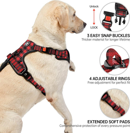 NESTROAD No Pull Dog Harness with Leash, Reflective No Choke Pet Vest Harness,Adjustable Soft Padded Dog Harness with Easy Control Handle for Small Dogs(Checkered Red,Small)