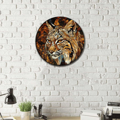 Lygond Aluminum Circular Stained Glass Bobcat Restroom Sign, 88 Inches