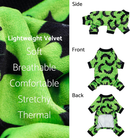 Fitwarm Halloween Bat Dog Pajamas, Funny Costumes for Small Dogs Boy Girl, Pet Outfit, Lime Green, Black, Small