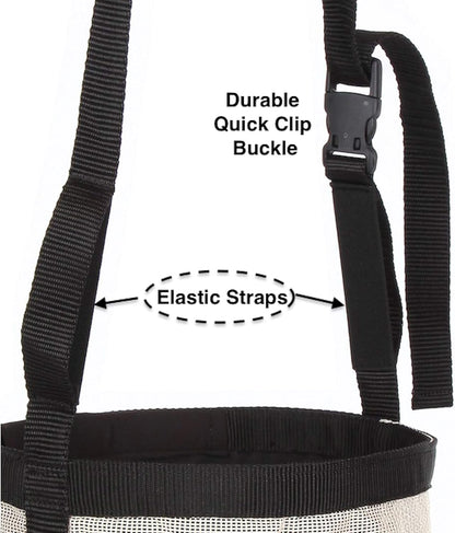 Majestic Ally Horse Feed Bag, Heavy Duty Nylon Mesh Grain Feed Bag, Adjustable Strap with Durable Snap and Elastic Straps, Comfort Neck Pad and Nose Pad- Large (Full, Black)