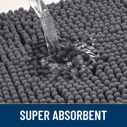 Smiry Dog Door Mat for Muddy Paws 47x24, Absorbs Moisture and Dirt Doormat, Non-Slip Washable Quick Dry Chenille Front Door Mat Indoor Entrance, Entryway Carpet for Inside Floor, Dark Grey