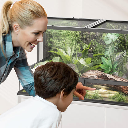 Erinnyees 50 Gallon Reptile Terrarium, Front Opening Reptile Tank with Top Screen Ventilation, Bearded Dragon Tank with Heating Pad Space and Sliding Cable Outlet for Lizard, Snakes, Turtles