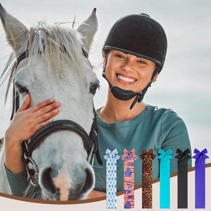 6 Pcs Horse Tail Bag Breathable Guard 22" Slip on Horse Care Tail Wrap 2 Strand Closure Straps Grooming Supplies to Keep from Dirt Breakage Rubbing 6 Designs(Modern Style)