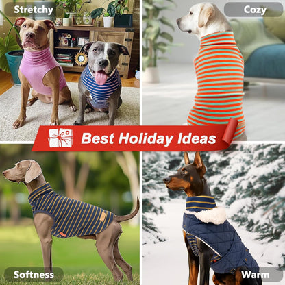 KYEESE 2Pack Dog Sweater Stretchy Dog Sweatshirt Warm Pet Coats Soft Pet Clothes Pullover Sweaters for Medium Dogs Girl Turtleneck Large Dogs Sweater