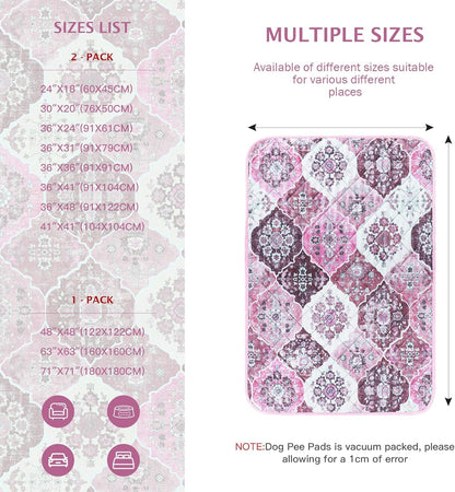 IEUUMLER Washable Pee Pads for Dogs, 2 Pack Reusable Pee Pads for Dogs Non-Slip Grip, Super Absorbent Waterproof Puppy Pads for Potty Training, Playpen, Crate, Whelping Box EU011 Pink, 36x41