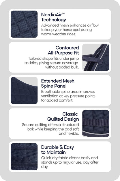Equinavia Svalbard NordicAir™ Tech All Purpose Saddle Pad | Breathable Micromesh | Contoured Shape