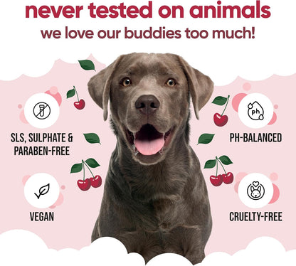 Black Cherry Dog Shampoo by Buddycare | Deep Cleansing Shampoo for Dogs | Black Cherry Scented | with Aloe Vera and Pro Vitamin B5 (50.72oz)