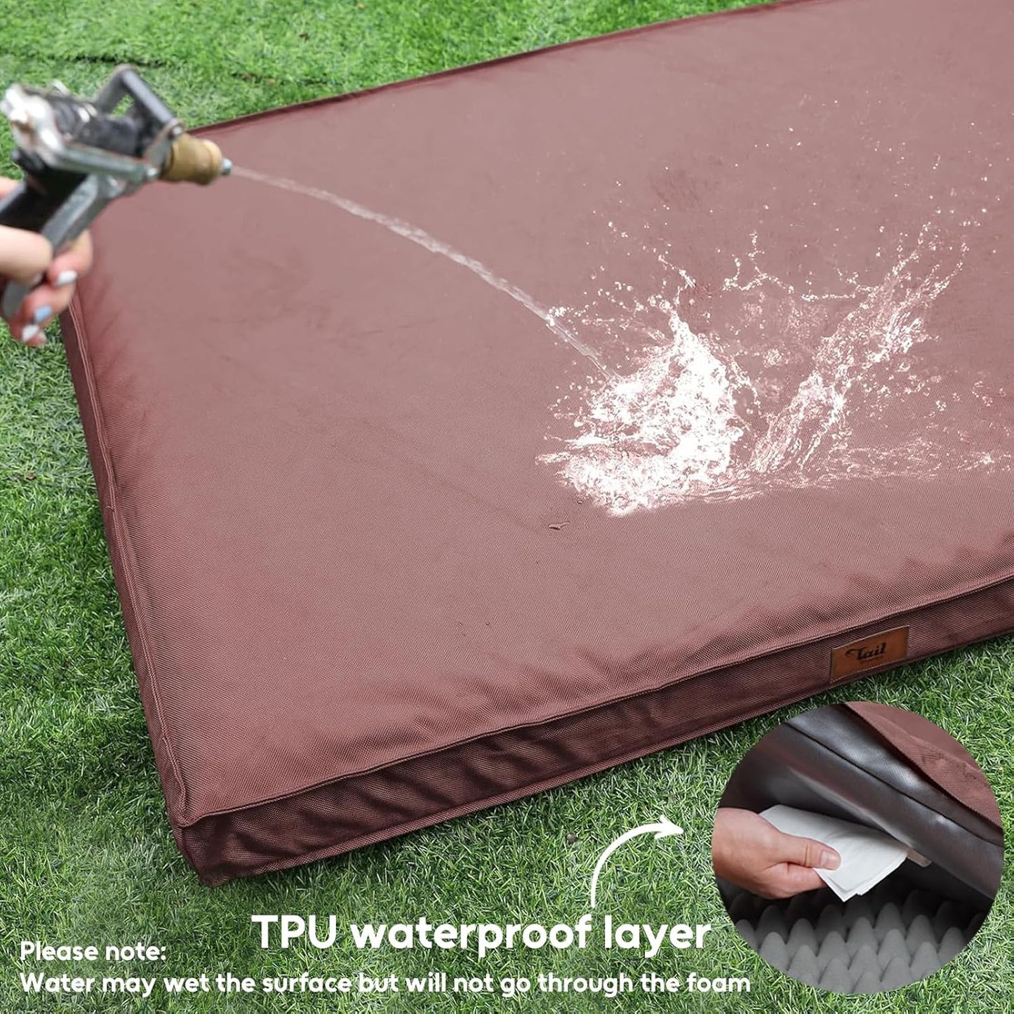 Outdoor Extra Large Dog Bed, Jumbo Waterproof Dog Bed for Large Dogs, Orthopedic Egg Foam Pet Bed Mat with Removable Oxford Cooling Cover, Pink