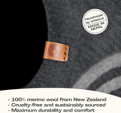 MEOWFIA Cat Cave – Premium Felt Cat Bed for Indoor Cats, Handmade 100% Merino Wool (Large, Dark Grey)