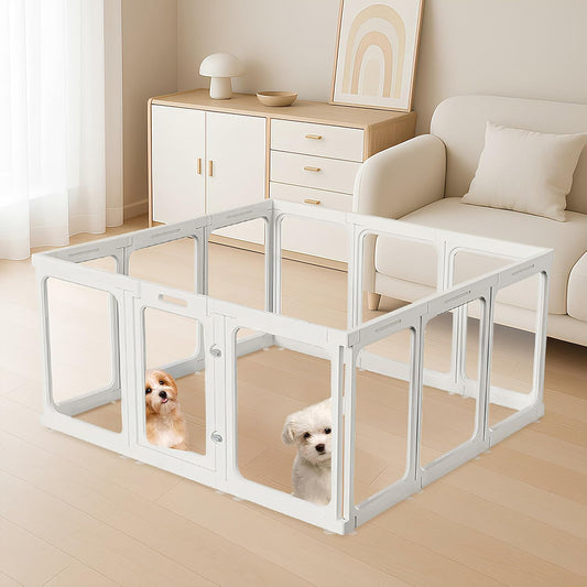 Acrylic Dog PlayPen, Clear Dog Play Pen for Puppy Cat Rabbit, Easy Assemble Pen, Preferable Small Cage, 23.6" H, 12 Pcs