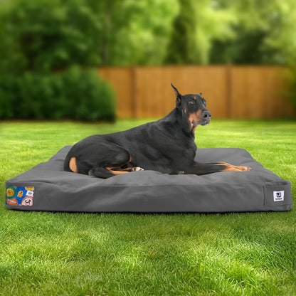 Sytopia 42-Inch Canvas Outdoor Dog Bed, Washable & Waterproof with Chew-Resistant Removable Cover, Ideal for Extra Large Dogs for Indoor, Outdoor, Crate, or Patio Use (Dark Grey)