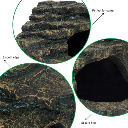 Gecko Tank Acccessories, Turtle Tank Accessories, Perfect Tortoise Hide Fish Tank Decor for Betta, Fish, Snake Hide, Professional Turtle Basking Platform (Medium)