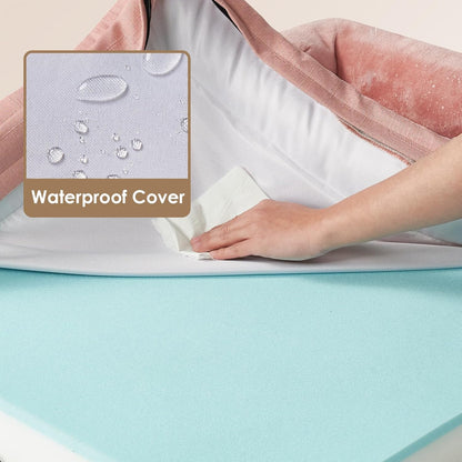 EHEYCIGA Orthopedic Dog Beds for Extra Large Dogs, Waterproof Memory Foam XXL Dog Bed with Sides, Non-Slip Bottom and Egg-Crate Foam Big Pet Couch Bed with Washable Removable Cover, Dusty Pink