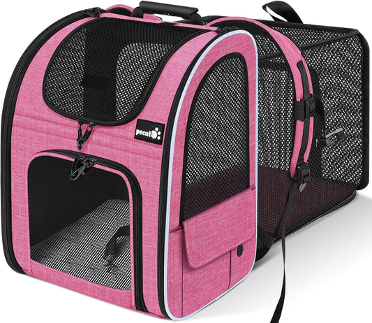Pecute Cat Backpack Carrier, Expandable Cat Carrier Backpack with Breathable Mesh, Pet Carrier