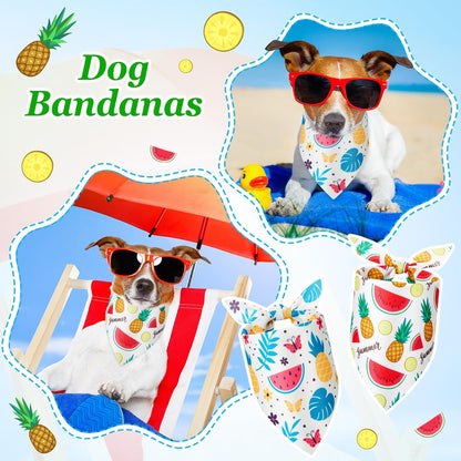 Weewooday 50 Pcs Fruit Dog Bandanas Bulk for Dogs Soft Bibs Adjustable Triangle pet Bandana for Small Medium Large Costume(Fruits Pattern, 31.5 x 21.7 x21.7 Inch)