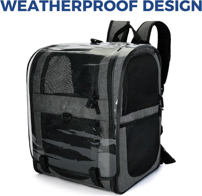 Apollo Walker Pet Carrier Backpack for Large/Small Cats and Dogs, Puppies, Safety Features and Cushion Back Support for Travel, Hiking, Outdoor Use (Gray-Expandable)