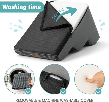 Dog Stairs for Small Dogs 15.7" H, Curved Dog Step for Puppy, Older Cat, Medium Pet Ramp for Sofa, Couch or Chair, Ladder with High Density Foam, 15.7x22.4x15.7 inch, 3 Step, Dark Grey