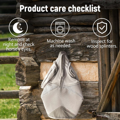 Horse Fly Mask, Adjustable Fly Masks for Horses with Ears, UV Protection from Insect Pests Comfort Mesh Without Nose Average Size Horses Accessories(Medium)