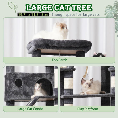 Cat Tree for Large Cats, 78.7"(200cm) Tall Cat Tower for Indoor Cats Multiple Cats with Large Top Perch, Cat Condo, Cat Hammcok, Cat Scratching Post, Dark Gray GCT031G