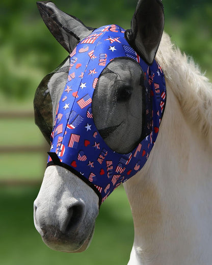Harrison Howard Super Comfort Stretchy Fly Mask Large Eye Space with UV Protection Soft on Skin with Breathability Classic Letters M Cob