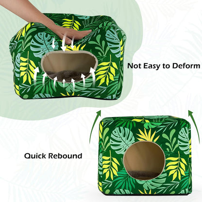 Bienbee Guinea Pig Hideout, Washable Guinea Pigs House Cozy Guinea Pigs Bed for Small Pet Bunny/Rabbit/Hamster/Chinchilla Guinea Pig Accessories Green Leaf