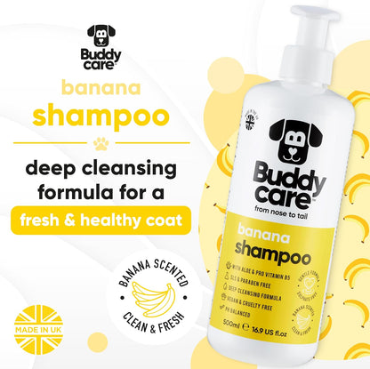 Banana Dog Shampoo & Conditioner by Buddycare | with Aloe Vera and Pro Vitamin B5 (50.72oz)