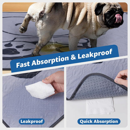 Washable Pee Pads for Dogs: 2 Pack Puppy Pads Washable Dog Pads, Absorbent Reusable Dog Mats with Non-Slip Bottom for Floor Protection, Couch Cover, Crate, Potty Training, Puppy PlayPen Pad 24x35