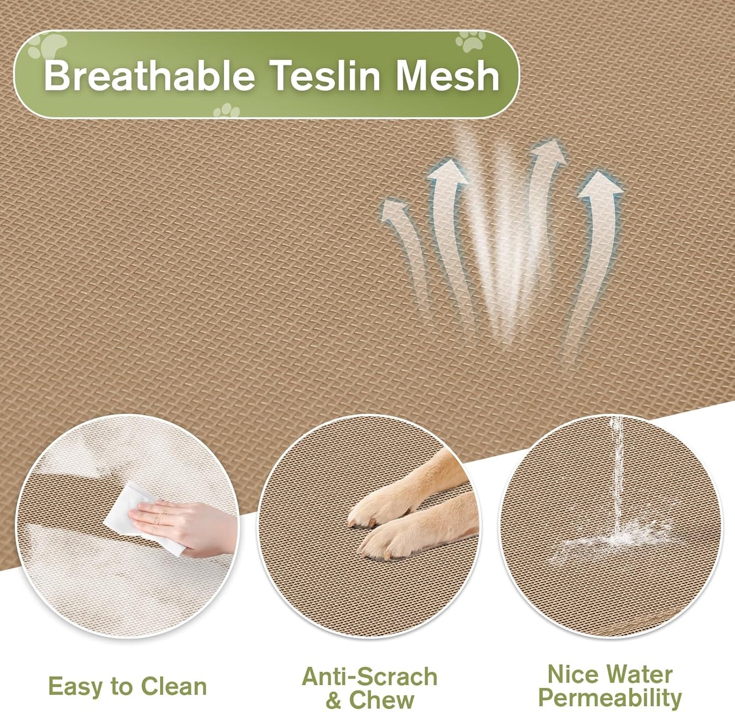 XL Elevated Dog Bed 51 Inch - Waterproof Raised Cooling Cot for 123lb Dogs, with Washable Breathable Mesh, All-Weather Outdoor Dog Bed with Non-Slip Feet, Brown