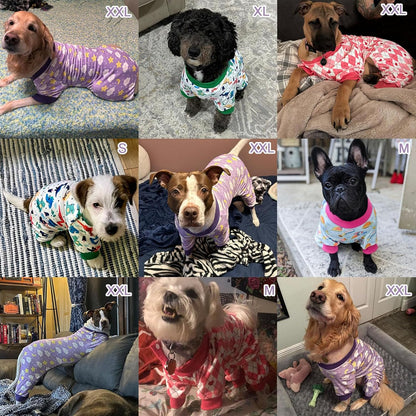 BEAUTYZOO Dog Pajamas Large Sized Dog, Summer Doggie Pajamas for Boy Girl, Soft Strechy Cotton Puppy Pjs Jammies Onesies for Men Women, Pet Jumpsuit Body Suit Cat Apparel Clothes, Purple XL