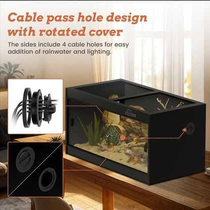 4x2x2 (120 Gallon) PVC Reptile Enclosure, RepWild Terrarium/Tank with Heavy-Duty Screen Top, Glass Sliding Doors & Lock for Bearded Dragons, Ball Python, Geckos, Lizards