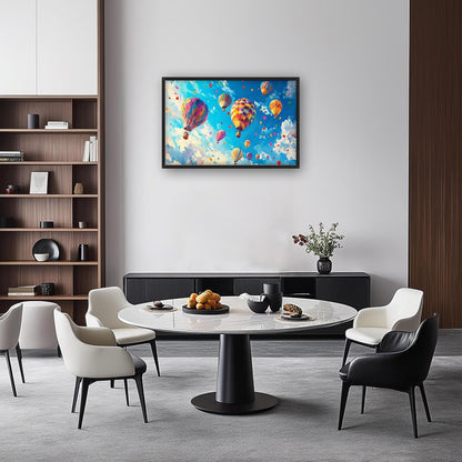 Hot Air Balloon Large Wall Art for Living Room, Framed Oversized Hot Air Balloon Wall Decor Colorful Sky Canvas Painting Modern Artwork for Living Room Bedroom Office Dinging Room 36"x24"