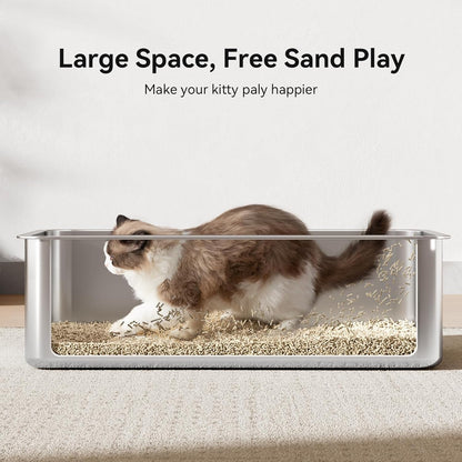 2 Pack Cat Pan Giant 28" Extra Large Stainless Steel Cat Litter Pan Metal Cat Litterbox for Big Cats and Multiple Cats, Anti-Leakage, Easy Cleaning