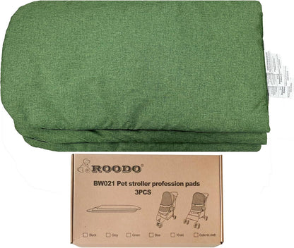 ROODO Pet Stroller Inner Pad for Exclusive Use,Original,Replaceable,Easy to Clean,Set of 3 pc(Green)