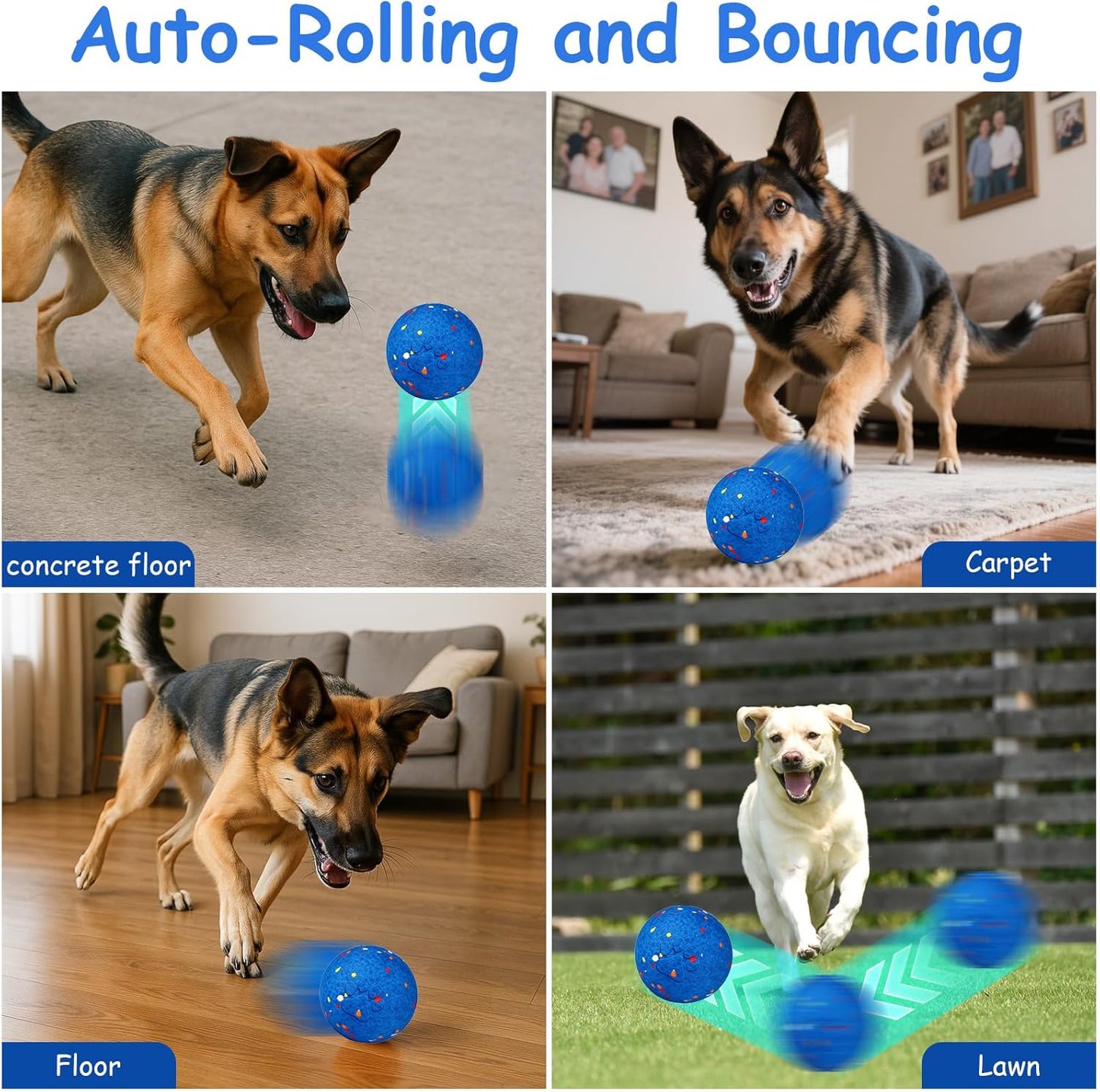 AIERSA Interactive Dog Ball Toys To Keep Them Busy, Automatic Bouncy Moving Rolling Ball Toy Anti Boredom, Self Play Smart Electric Active Balls for Medium Large Dogs,E-TPU Material for Inside Outside
