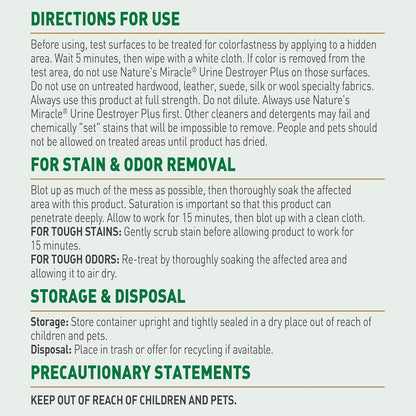Nature's Miracle Urine Destroyer Plus for Dogs with Flip & Go Sprayer, 64 Ounces, Enzymatic Formula for Dogs Powers Out Tough Dog Urine Messes and Yellow, Sticky Residue