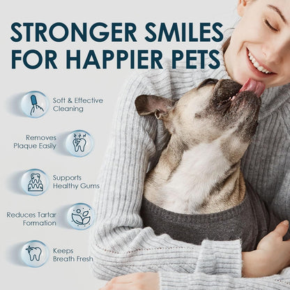 Mooncat Dental Finger Wipes for Dogs & Cats - Easy Teeth Cleaning to Remove Plaque, Tartar & Freshen Bad Breath - Gentle Tooth Wipes for Puppy & Kitten Care - 40 Counts