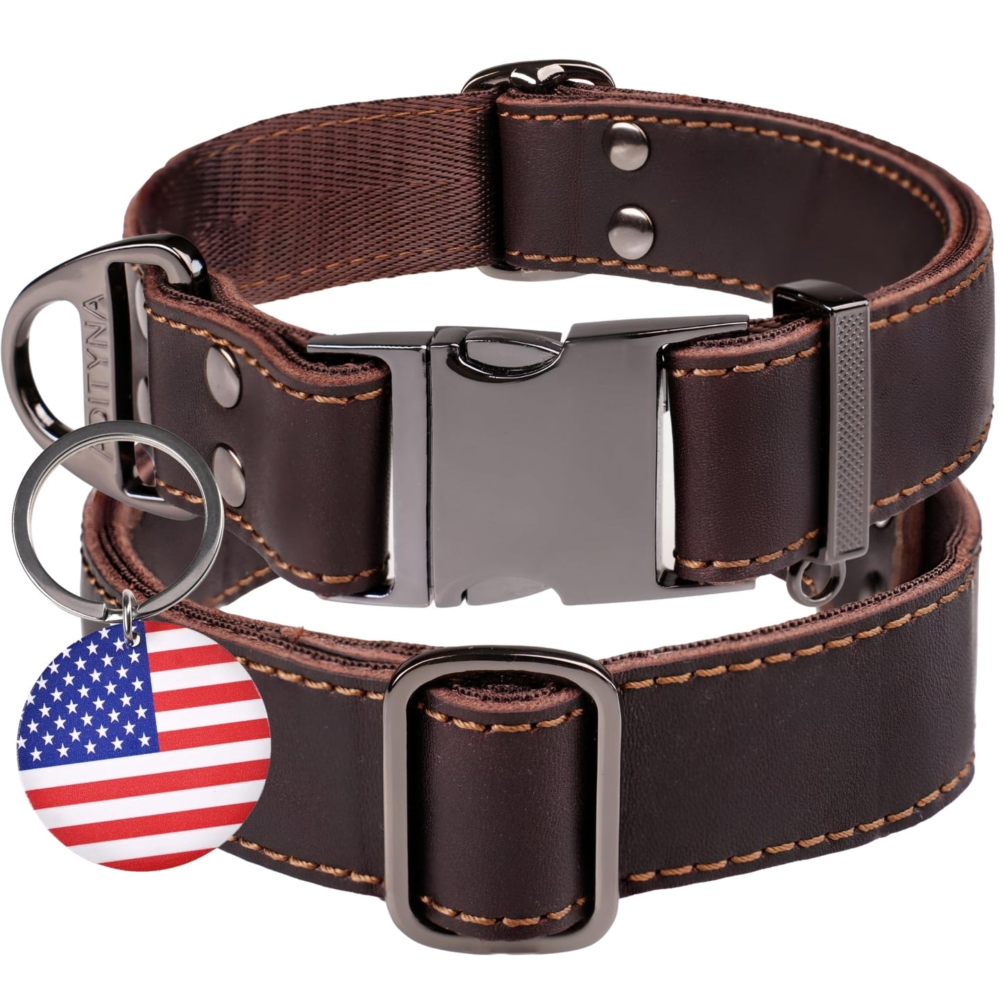 ADITYNA Leather Dog Collar for Medium & Large Dogs. Chosen for real quality, fits naturally into