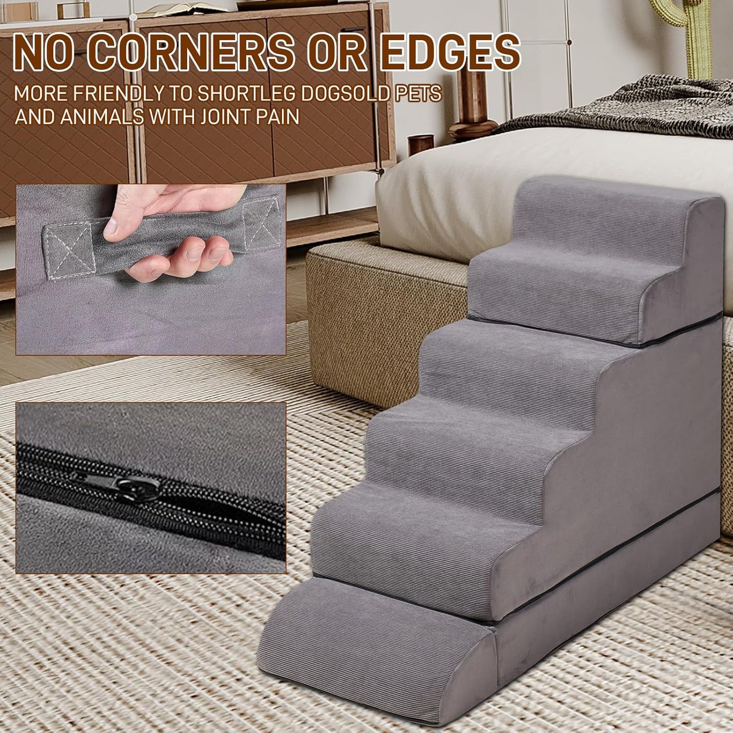24-30inches High Dog Stairs & Steps for High Beds Tall, LitaiL 29inch 6 Steps Pet Stairs/Steps for High Beds Large Dogs, Non-Slip Dog Ramps for Small Dogs, for Older Cats